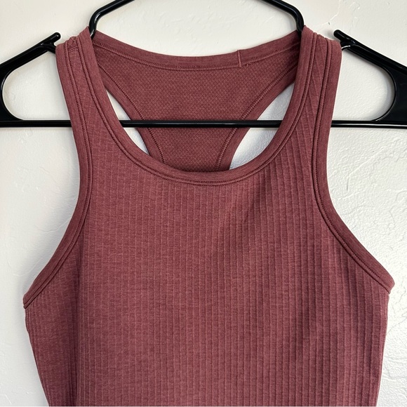 Lululemon Ebb to Street Ribbed Cropped Racerback Tank Top Smoky Red Size 6 - Picture 6 of 12